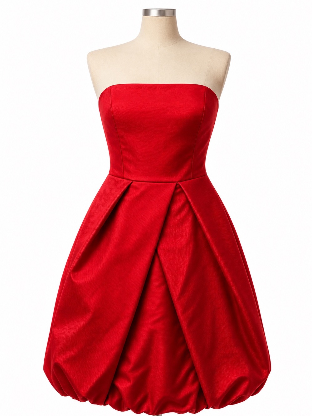 Express Strapless Red Bubble Hem Dress